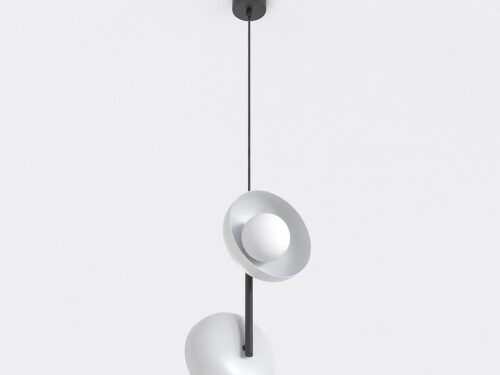 Hanglamp Proskella grijs Ø10 cm met minimalistisch design, staal en witte lampenkappen
