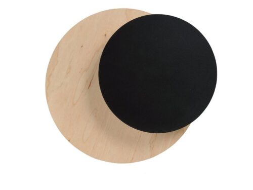 Wandlamp Custo Zwart met houten cirkel en zwarte ronde afwerking, compact en Scandinavisch stijlvol