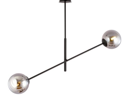Hanglamp Groonten zwart met verstelbare steel en twee grafietglazen bollen, modern en strak ontwerp