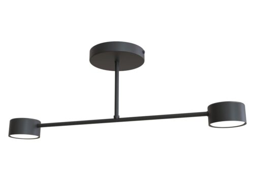 Plafondlamp Klardy zwart, moderne Scandinavische balklamp met 2 verstelbare GX53-spots in zwart staal