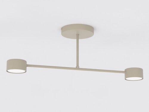 Plafondlamp Kaullar beige, moderne stalen armatuur met twee lichtpunten en strakke ronde kappen