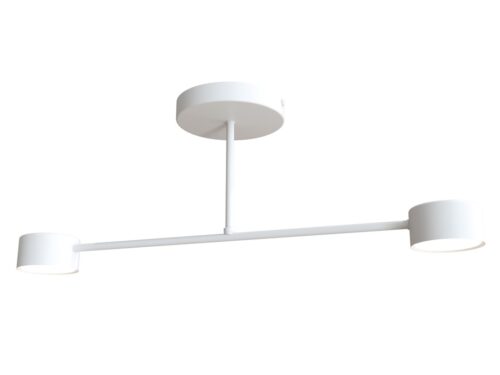 Plafondlamp Fliessar Wit, minimalistische witte stalen plafondlamp met twee verstelbare spots