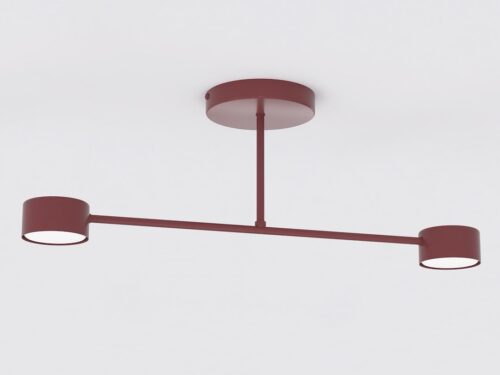 Plafondlamp Sleiltek Bordeaux met strak stalen ontwerp en twee lichtpunten voor een moderne uitstraling