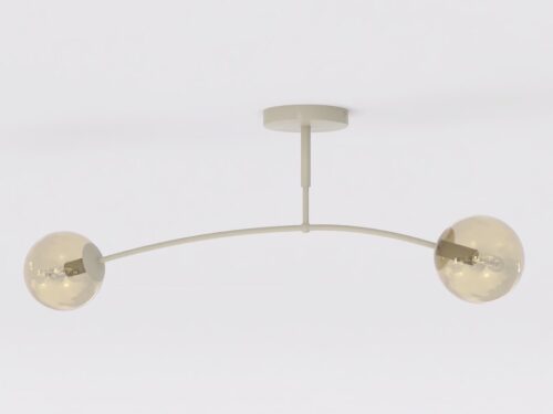 Plafondlamp Gaalvea beige Ø14 cm met 2 amberkleurige glazen bollen en moderne, rustige uitstraling