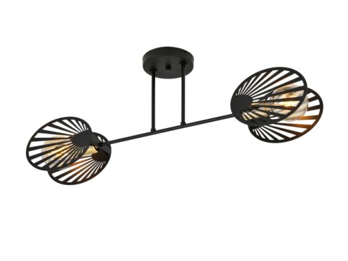 Plafondlamp Toolvea Zwart met 2 lichtpunten en modern zwart design van gepoedercoat staal