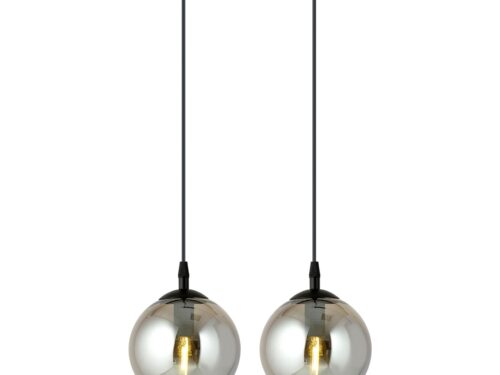 Beikello zwarte hanglamp met 2 grafiet glazen kappen en verstelbare hoogte, Ø14 cm