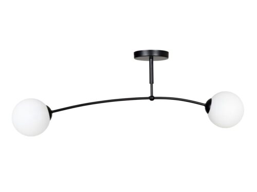 Banto plafondlamp zwart Ø15 cm met 2 witte glazen bollen en slanke moderne vorm