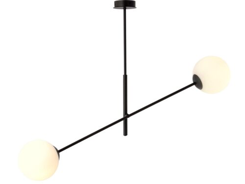Hanglamp Dievol zwart Ø15 cm met verstelbare hoogte en witte glazen bollen