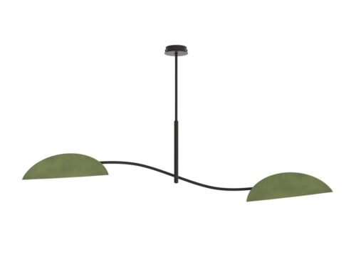 Plafondlamp Keirnak zwart met groene kappen en elegant gebogen ontwerp voor een stijlvolle sfeer