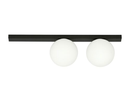 Plafondlamp Gilvaro zwart Ø15 cm met twee witte glazen kappen en strak, minimalistisch design