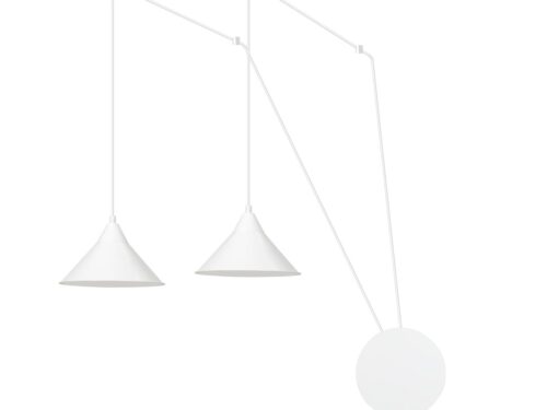 Hanglamp Keensund Wit met verstelbare hoogte en twee witte kappen in strak Scandinavisch design