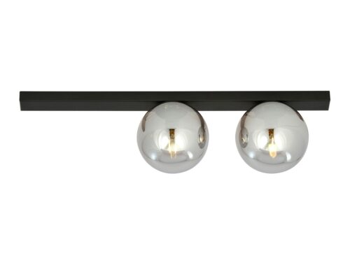 Plafondlamp Ceevol zwart Ø14 cm met 2 rookglazen bollen en minimalistisch design