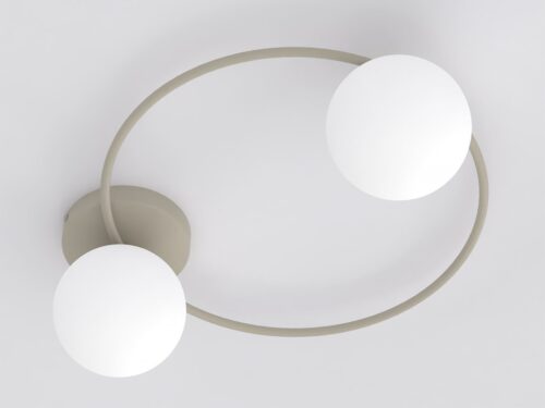 Plafondlamp Vaarnen beige Ø14 cm met elegante glazen bollen en compact modern design