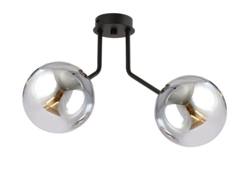 NOVA Feirmura plafondlamp zwart met twee grafietglazen kappen en strak Scandinavisch design