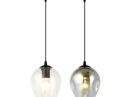 Hanglamp Goordan Zwart Ø14 cm met twee glazen kappen, verstelbaar in hoogte en modern design