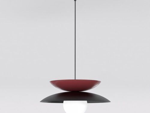 Hanglamp Ciedaro zwart en bordeaux met witte kap, Ø10 cm, modern ontwerp en zacht diffuus licht