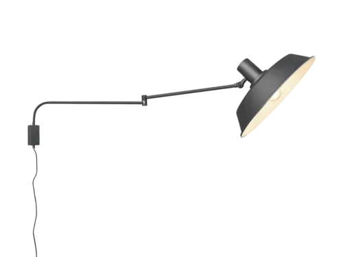 Wandlamp Valvos mat zwart, draaibare arm en kap, moderne metalen wandlamp voor gericht licht, set van 3