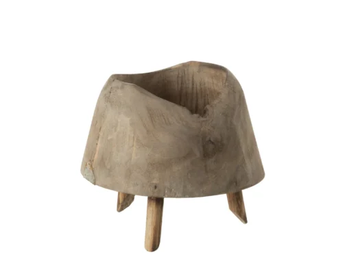 Bloempot Baulvino van naturel wilgenhout met drie poten en compact, tijdloos design voor binnengebruik