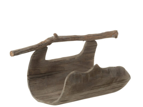 Kist Grelvil naturel wilgenhout, decoratieve halve kist met rustieke tak, compacte woonaccessoire