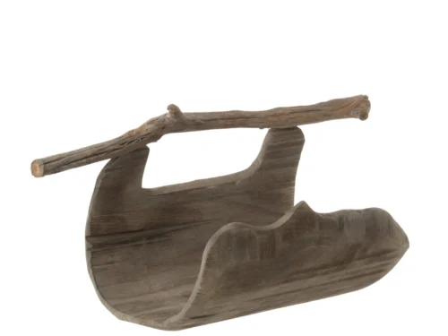 Kist Grelvil naturel wilgenhout, decoratieve halve kist met rustieke tak, compacte woonaccessoire