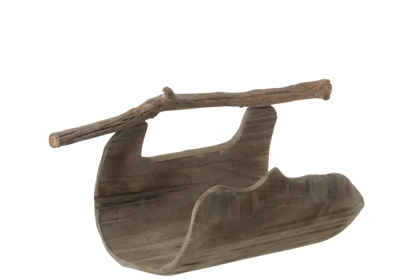 Kist Grelvil naturel wilgenhout, decoratieve halve kist met rustieke tak, compacte woonaccessoire