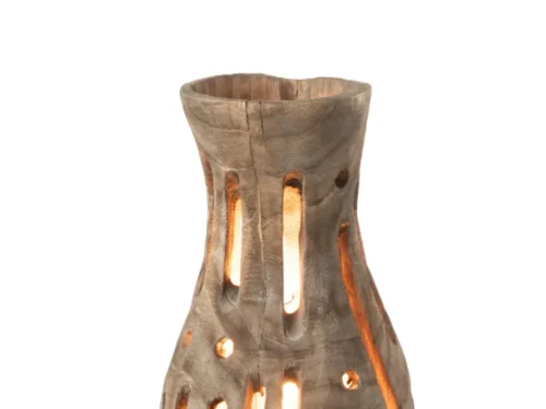 Lamp Rumesta Hout van naturel wilgenhout met open design en warme lichtspleten, 48 cm hoog
