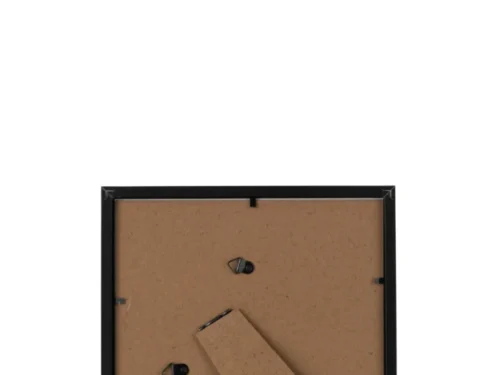 Achterzijde van Fotolijst Histy MDF Zwart met ophanghaakjes en steun, zwart frame 22 x 27 cm