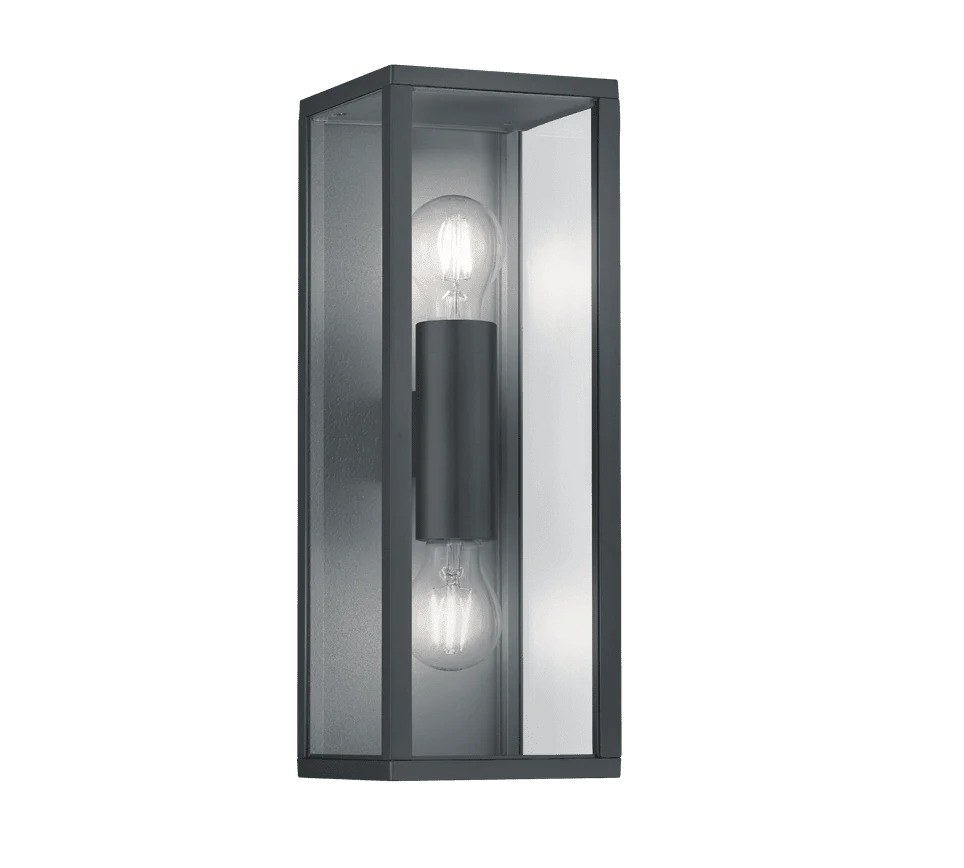 Wandlamp Kleerdio antraciet met helder glas en vintage uitstraling, set van 3 voor buitengebruik