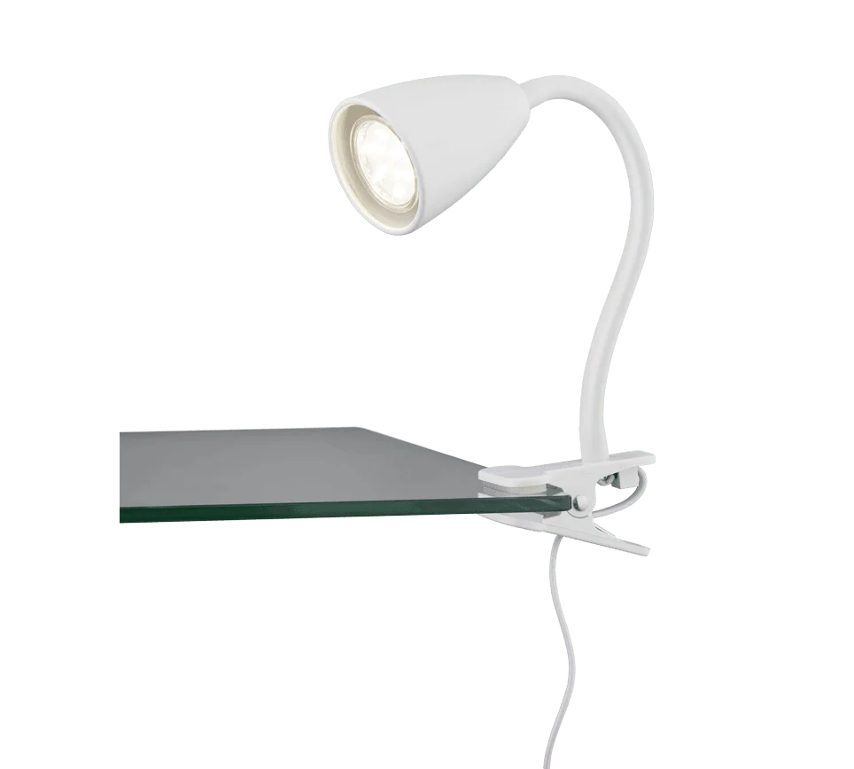 WANDA klemlamp Tiena mat wit met flexibele arm en clip, compact en gericht leeslicht, set van 3