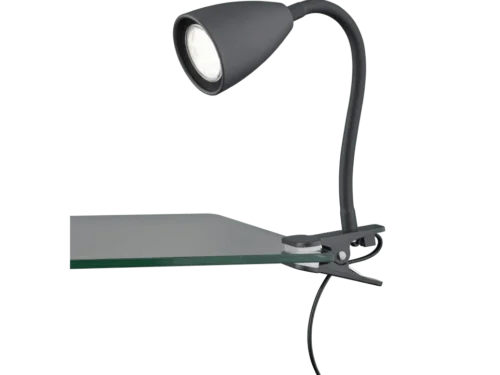 WANDA klemlamp mat zwart met flexibele arm en clip voor gericht licht op tafel of leeshoek