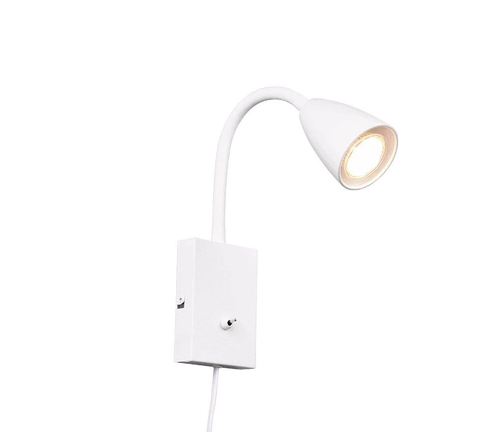 Wandlamp Naansir mat wit met flexibele arm en gericht leeslicht, modern metalen design, set van 3