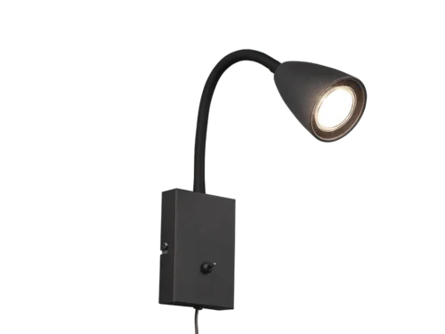 Wandlamp Kisane mat zwart, verstelbaar spotdesign met schakelaar en GU10-fitting, set van 3