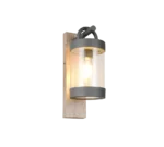 Binsond transparante wandlamp in houtlook en gegoten aluminium, moderne buitenlamp met cilindervorm