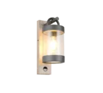 Sleinnel transparante wandlamp met bewegingssensor en houtimitatie-look, moderne buitenlamp in set van 3