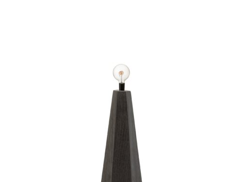 Tafellamp Gaalund Hout H70 cm met zwarte octogonale basis en lichtbron bovenop