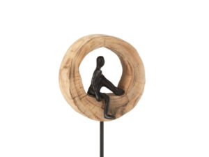Beeld Trusik Mangohout Zwart H39,5 cm