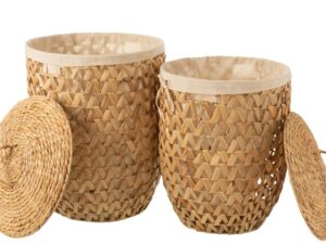 Wasmand Deendand Waterhyacint Naturel - Set van 2