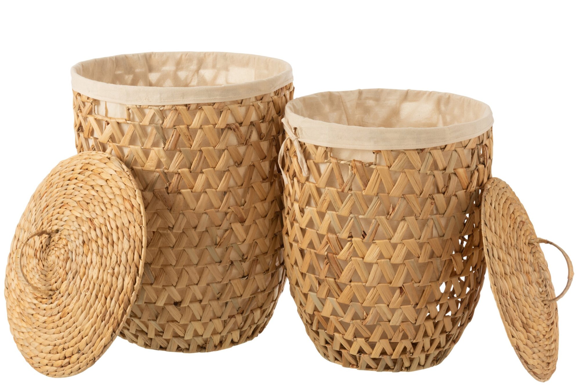 Wasmand Deendand Waterhyacint Naturel - Set van 2
