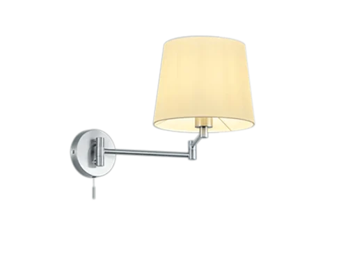Wandlamp Paldik mat nikkel met witte kap en draaibare arm