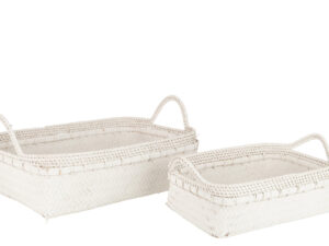 Dienblad Rumis Rotan Wit - Set van 2
