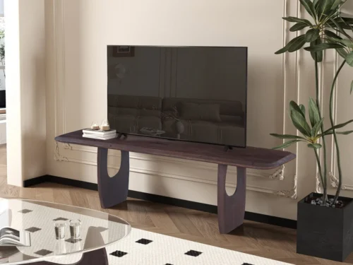 TV-meubel Caurden van mangohout 160 cm met warm, natuurlijk design en brede plank voor tv en accessoires