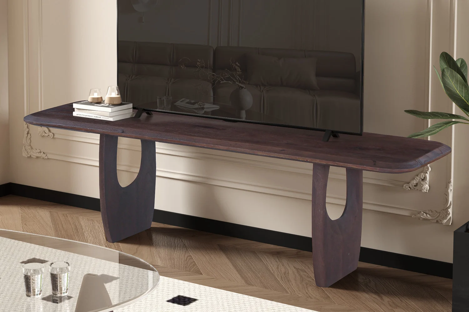TV-meubel Caurden Mangohout 160 cm - Afbeelding 2