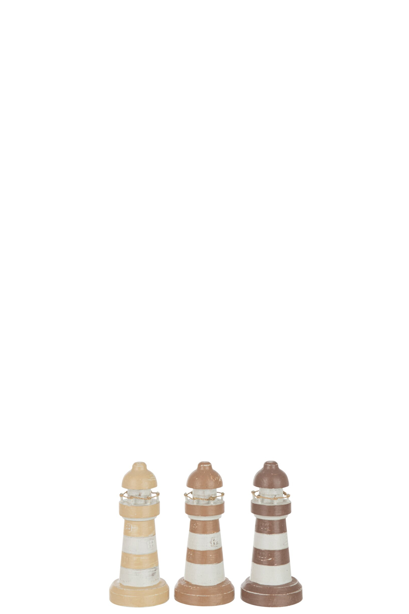 Rannello Albizia bruin woonaccessoire set van 3, compacte houten vuurtorens in warme bruin-beige tinten