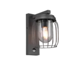 Wandlamp Ciedone antraciet met bewegingssensor, gegoten aluminium en helder glas, set van 3