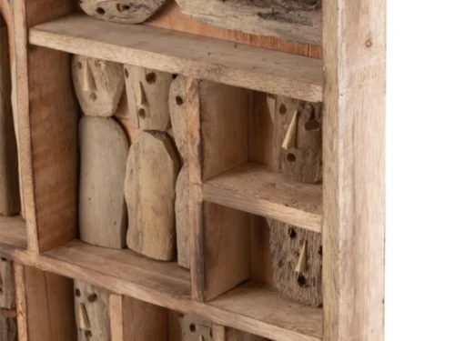 Wanddecoratie Preivan Naturel van gerecycled hout en multiplex, natuurlijke houtlook met abstract reliëfdesign