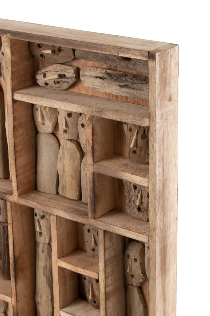 Wanddecoratie Preivan Naturel van gerecycled hout en multiplex, natuurlijke houtlook met abstract reliëfdesign