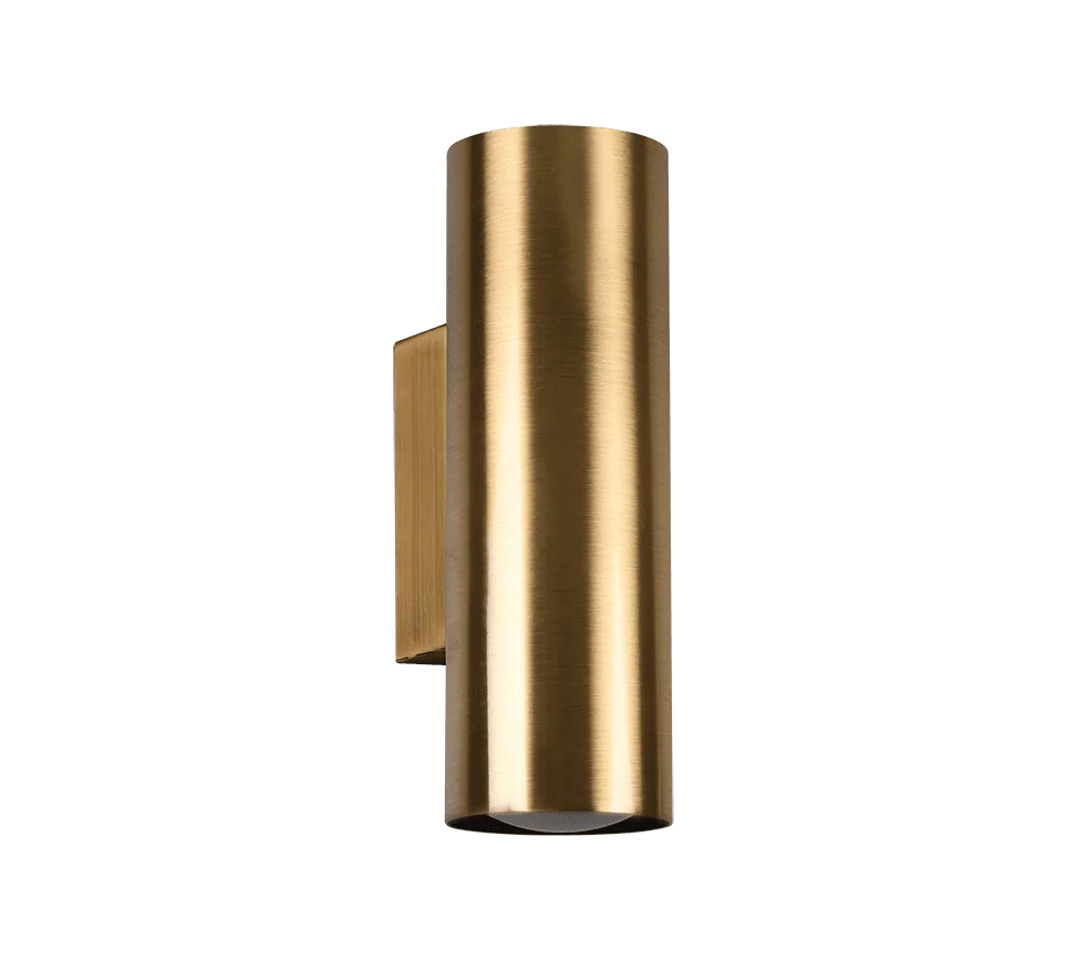 Wandlamp Moossik Brons set van 3, cilindervormig oudbrons metaal, lichtuitstraling boven en onder