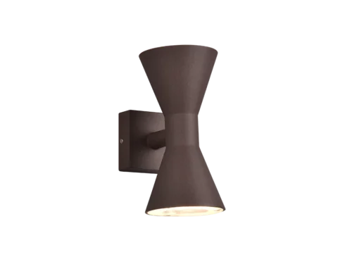 Hontan aluminium wandlamp set van 3, roestkleurig met licht boven en onder, voor buitengebruik