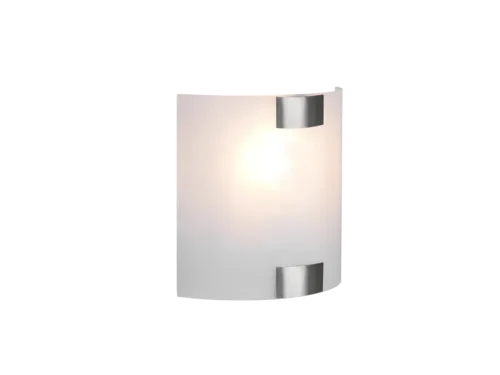 Wandlamp Gedal mat nikkel met wit glas, compacte moderne wandlamp voor woon- of slaapkamer