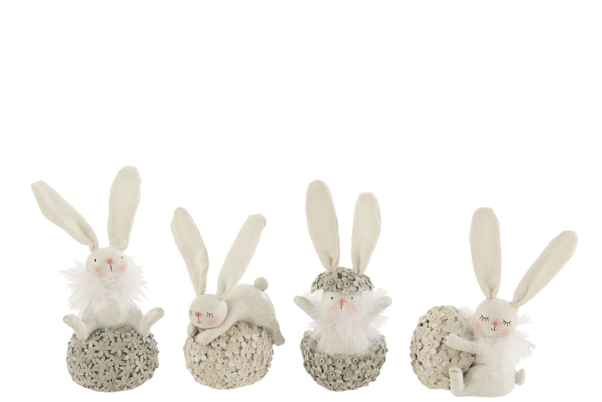 Decoratiefiguur Grondu Polyresin Grijs H14,5 cm - Set van 4